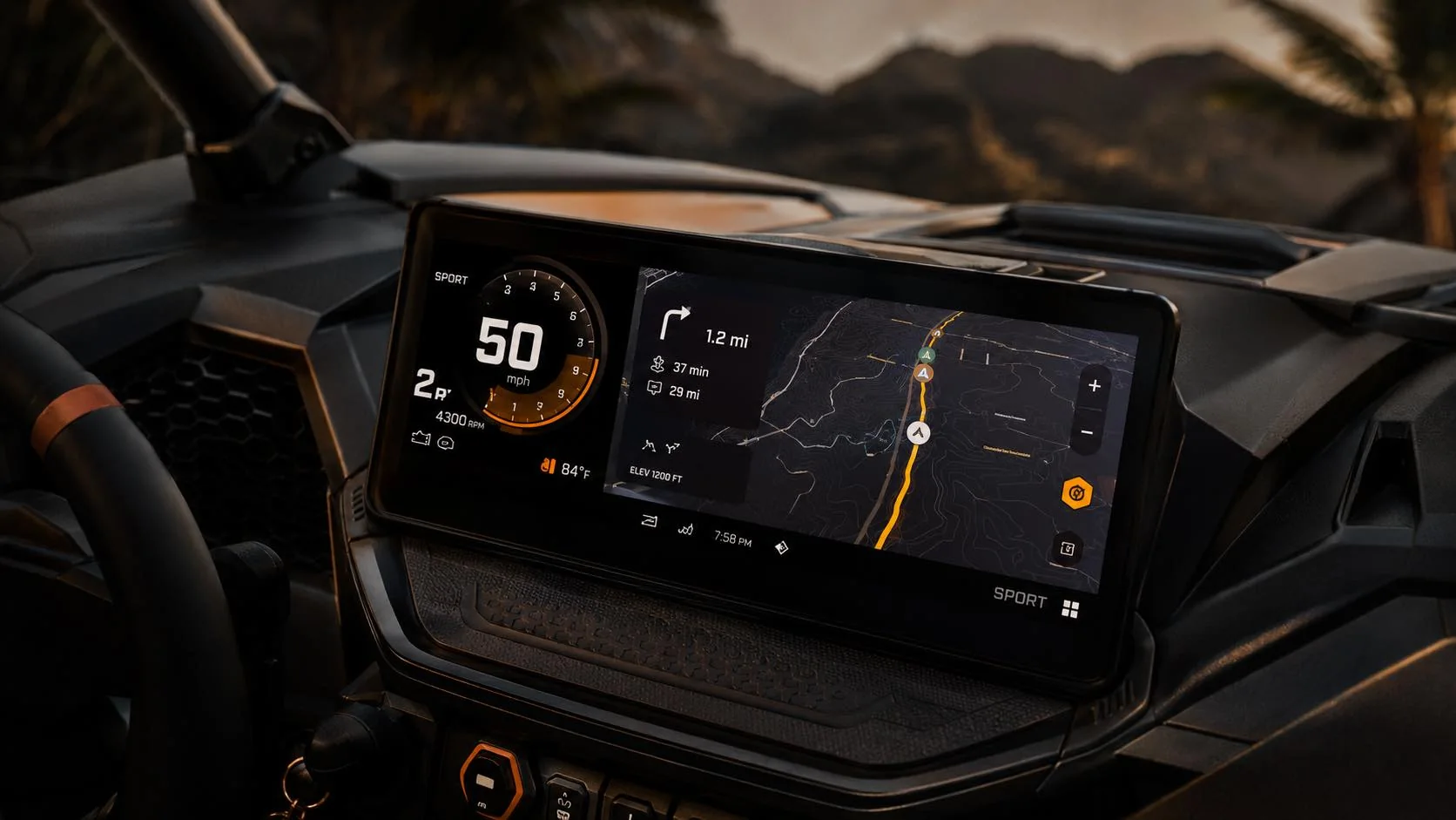Écran de navigation du Can-Am Maverick R X rc 2026